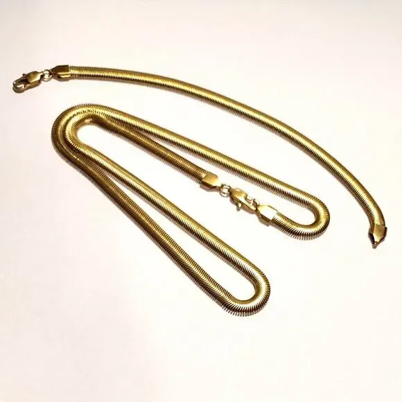 18k Gold Plated Necklace & Bracelet Snake Chain Birthday Valentine's Gift NEW!